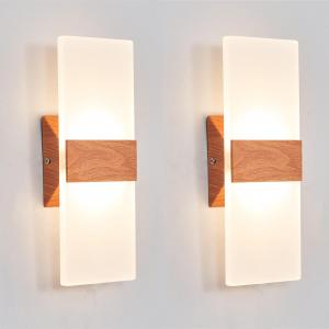 AUSLEU Modern Wall Sconce Lighting 12W Set of 2 LED Wall Lamp, Acrylic Material Wall Mounted Wall Lights Hardwired (Warm White)