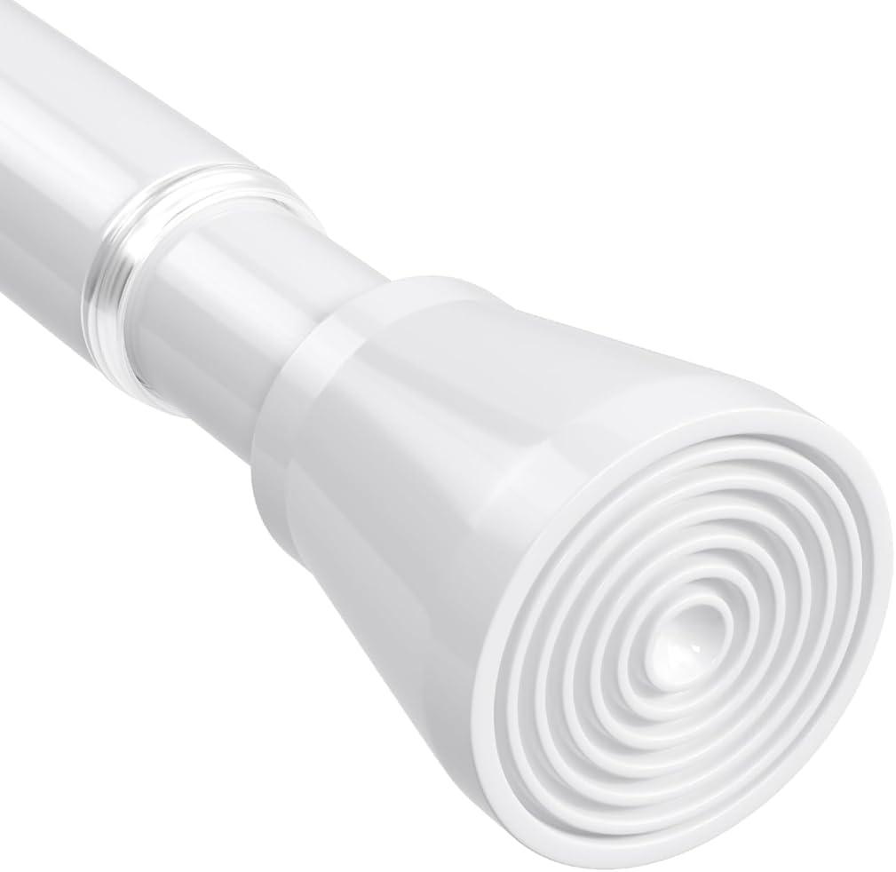 White Shower Curtain Rod 45 to 77 Inch,Shower Rods for Bathroom,Spring Tension Curtain Rod No Drilling for Windows Doors Closet Kitchen Wardrobe, White 