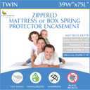 Twin Size Mattress or Box Spring Encasement (5" to 8" Depth) - Waterproof Zippered Protector Hypoallergenic Premium Bed Cover Protects from Dust Allergens