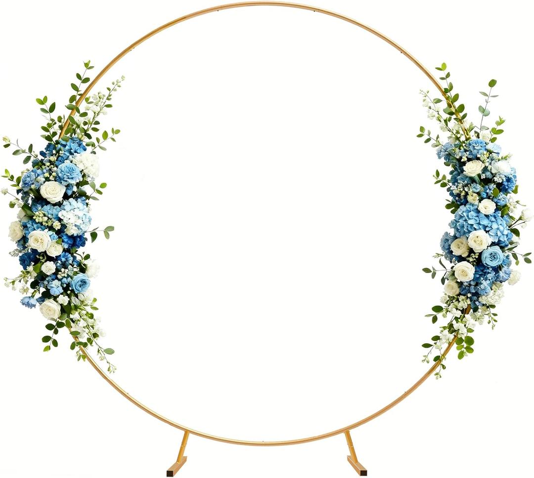 Round Backdrop Stand - 6.5FT(200cm), Wedding Arch, Balloon Arch Stand with Base for Wedding Baby Shower Birthday Party (Gold)