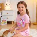 Mikrdoo Girls Pajamas Set 2-Piece Short Sleeve Summer Toddler PJs Sleepwear Sizes 2-7 Years (Pink)
