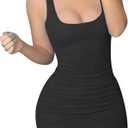 GOBLES Women's Casual Summer Sleeveless Mini Sexy Bodycon Tank Club Dress (X-Large, Black)