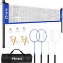 Badminton Set, Portable Outdoor Anti-Sag System Official 20ft x 5ft Easy Setup Durable Net with 4 Rackets, 3 Shuttlecocks & Carry Bag for Backyard, Lawn or Beach Fun