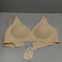 OEAK Womens Deep V Bras Wireless Comfortable Bra Supportive No Underwire Bras Tshirt Push Up Bralettes Plunge Seamless Bra Beige L
