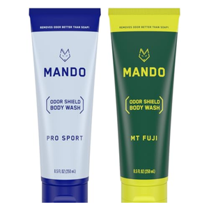 Mando Odor Shield Body Wash - Pro Sport and Mt Fuji Scents - 24 Hour Control, Removes Odor Better than Soap | SLS and Paraben Free, Skin Safe 2Pack