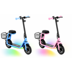 Set Of 2 Hiboy Q2 Lite Electric Scooters with Seat for Kids Ages 410, LED Lights, UL Certified, 9.3 MPH, 100W Motor, Easy Control, Pink And Blue