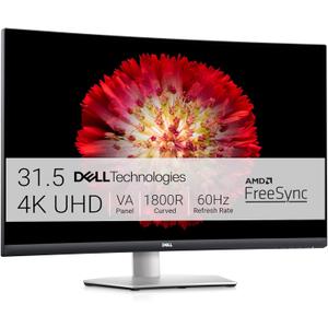 Dell S3221QS 32 Inch Curved 4K UHD (3840 x 2160), VA Ultra-Thin Bezel Monitor, 60Hz, 4MS Response Time, 90% DCI-P3, 99% sRGB, AMD Free Sync, HDMI, DisplayPort, Built in Speakers, VESA Certified, Silver