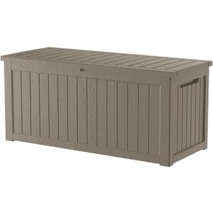 200 Gallon Outdoor Storage Box Patio Deck Box Waterproof, Resin Lockable Outside Large Storage Bin for Pool Cushion Furniture, Garden Tools UV-Resistant, Grey