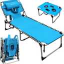 Backpack Sun Tanning Chair with Face Hole & Beach Table, 5-Position Adjustable Folding Lounge Chair Outdoor for Lawn Patio Garden, 74.8"*23.23"