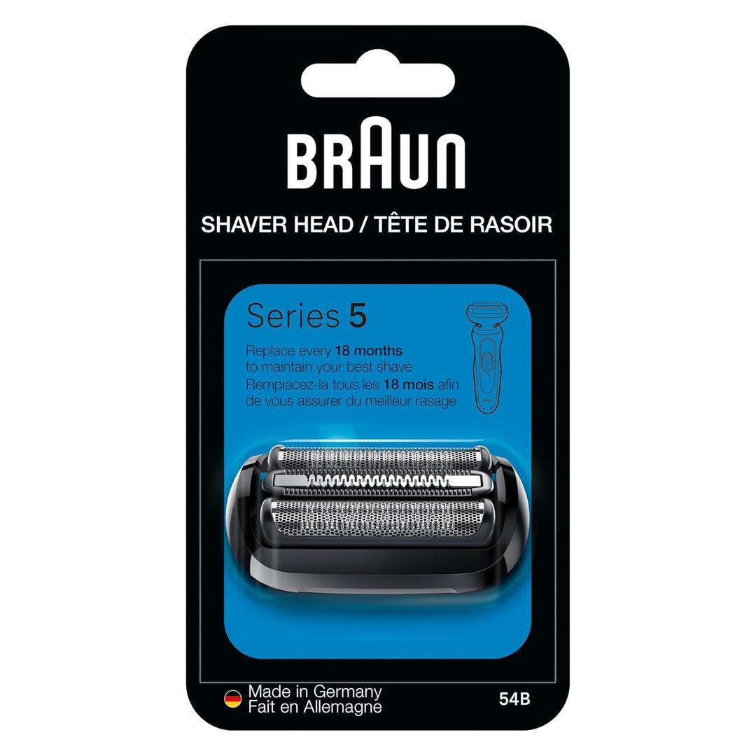 Braun Series 5 Electric Shaver Replacement Head, Easily Attach Your Shaver Head for a Shave as efficient as Day one, Compatible with New Generation Series 5 Shavers, 54B, Black