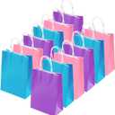 Cooraby 20 Pieces Kraft Paper Bags Party Favor Bags Craft Paper Bag with Handle for Birthday, Baby Shower, Wedding (light blue, light purple, pink)