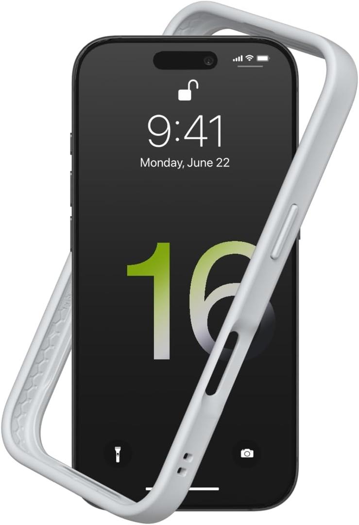 RhinoShield Bumper Case Compatible with [iPhone 16 Pro Max] | CrashGuard - Shock Absorbent Slim Design Protective Cover 3.5M / 11ft Drop Protection - Platinum Gray