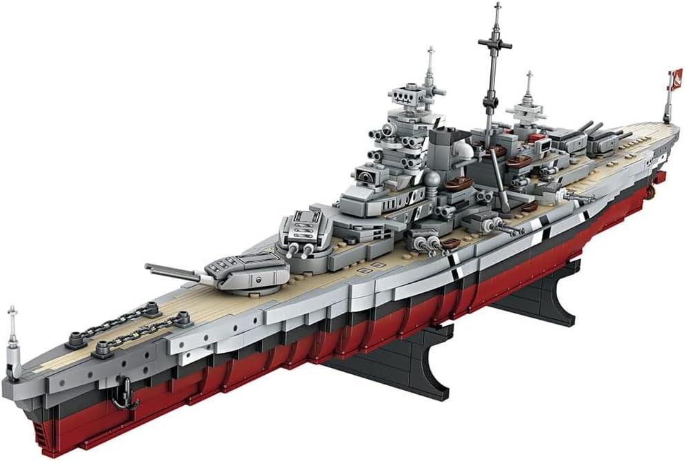 Fucellveca Building Blocks Battleship Toy Set, Classic Bismarck Warship Model Kit for Teenagers and Adults (2081 Pieces)