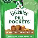 Greenies Pill Pockets for Dogs Large Size, Dog Treat Pouch for Capsule Medication, Peanut Butter Flavor, 7.9 oz. Pouch (EXP 07/27/25)
