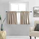 DONREN Cafe Half Curtains 38 Inches Length,Short Blackout Rod Pocket Kitchen Curtains for Small Window, 34" Wide and 38" Long, 2 Panels,Taupe