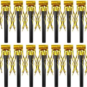 24 Sumind Pcs Party Blower Noisemakers Party Squawkers Blowouts Whistles Fringed Noise Maker Musical Blowouts for Birthday Supplies (Gold)