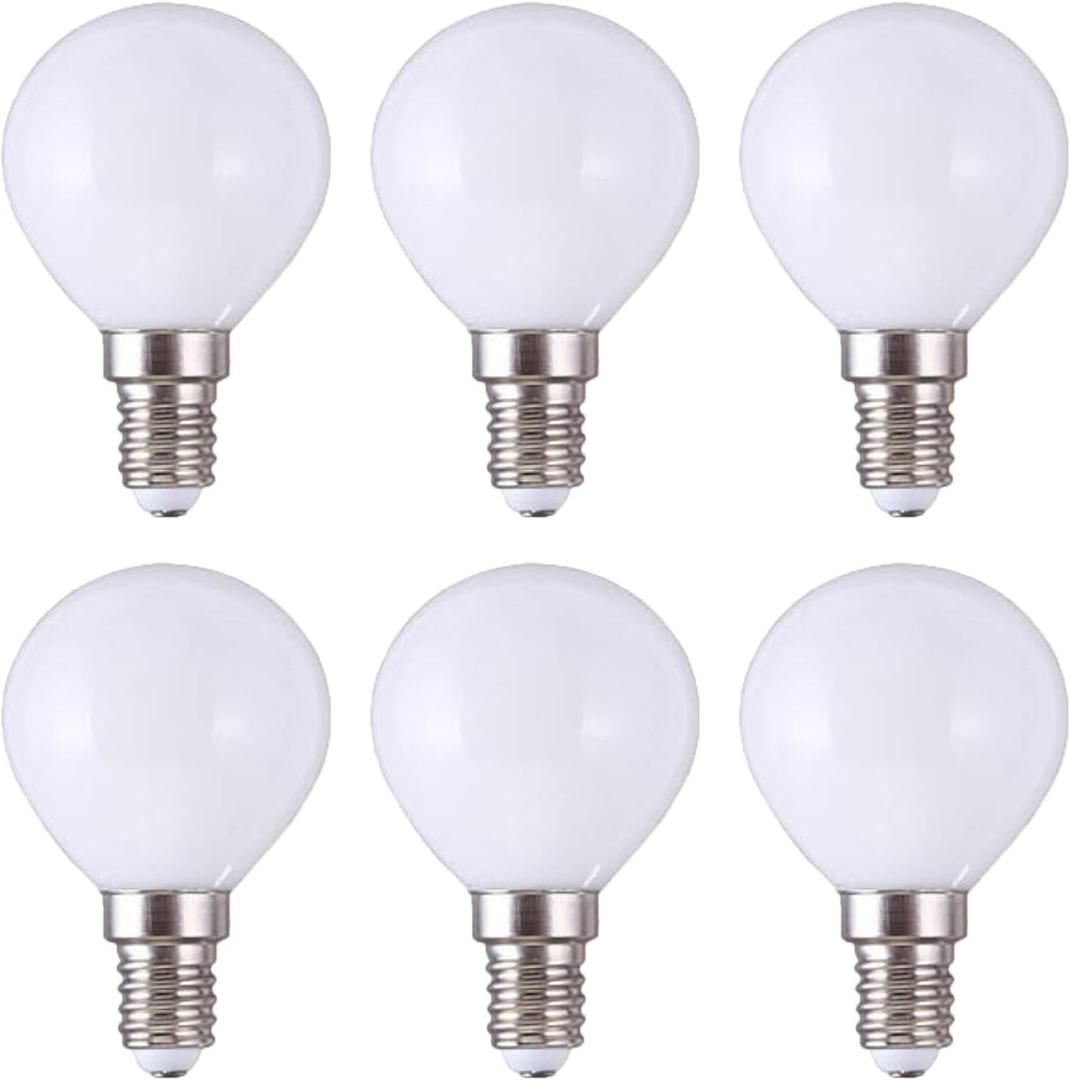 Lxcom Lighting G45 LED Bulb 5W Globe Vanity Light Bulb E14 Candelabra Base 50W Equivalent Cool White 6500K LED Round Light Bulb 500LM for Makeup Mirror Bathroom Home Lighting, 6 Pack