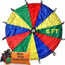 GSi Kids Play Parachute Rainbow Parachute Toy Tent Game for Kids Gymnastics Cooperative Play and Outdoor Playground Activities (6 Feet)