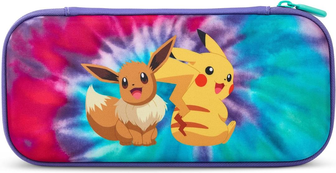 PowerA Slim Case for Nintendo Switch - OLED Model, Nintendo Switch, Nintendo Switch Lite - Tie-Dye Pikachu & Eevee, Protective Case, Gaming Case, Console Case, Accessories, Storage, Officially licensed