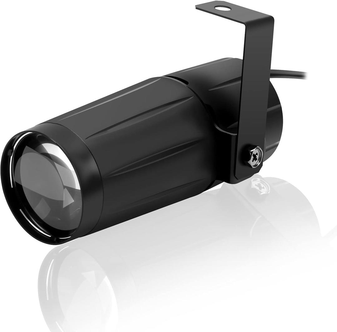 U`King Disco Ball Pin Spot Light with White LED Stage Lighting Beam Spotlight Lights for Mirror Ball Club Party Bar DJ Events (BlackA 1)