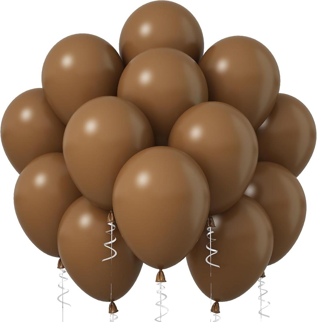 Brown Balloons - 30 Pcs 12 Inch Coffee Chocolate Brown Latex Balloons for Birthday, Wedding, Baby Shower & Party Decorations