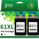 TEINO 61XL 61 Black Ink Cartridge Replacement for HP Ink 61 61XL Ink Cartridges for HP Printers Envy 4500 5530 4502 5535 OfficeJet 4630 4635 4632 DeskJet 2540 1010 3050a 2542 3510 (2 Black)