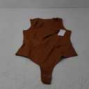 REORIA Butsmooth Womens Sexy Sleeveless Square Neck Double Lined Basic Bodysuit Tank Tops (Brown), XL