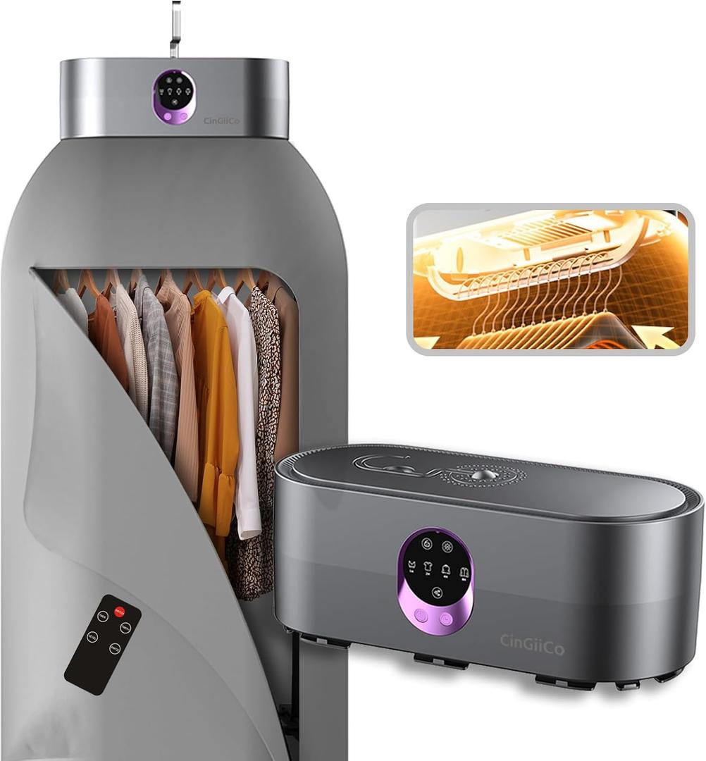 Portable Clothes Dryer, Clothes Dryer Hold 12 Items Up, With Time SettingRemote Control, Portable Dryers For Laundry, Apartments, RV, Travel, Low noiseEnergy Saving (Grey) (Ultra)