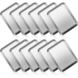 12PCS Stainless Steel 1/8 Sheet Pan, Nonstick Small Cookie Sheet, Small Baking Pans, Toaster Oven Pans, Metal Tray, Stainless Steel Cookie Sheets For Baking, Oven And Dishwasher Safe