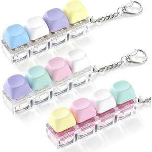 3 Pack Keyboard Fidget Toy Clicky, Creamy & Silent Stress Relief Fidget Clicker Keychain Quiet Fidget Toys for Adults, Boost Focus & Calm Anxiety at Work, Travel Ideal Stress-Relief Gift