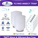 Flying Insect Trap, Plug-in UV Light for Gnats, Fruit Flies and Houseflies, Silent Sticky Catcher for Indoor Use, 2 Devices & 6 Refills