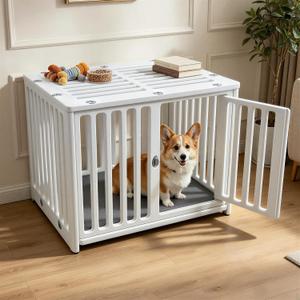 Dog Crate Furniture with Mat Small Plastic Dog Kennel Indoor for Puppy Cage End Side Table