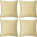 Thmyo 4-Pack 100% Cotton Comfortable Solid Decorative Throw Pillow Case Square Cushion Cover Pillowcase Sublimation Blank Pillow Covers DIY Throw Pillowcase for Couch Sofa(16x16 inch/ 40x40cm,Khaki)