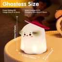 Halloween Ghost Night Light for Kids, Cute Soft Silicone Nursery Bedside Touch Lamp with 3 Levels of Brightness Dimmable, 30 Min Timer, USB Rechargeable, Use for Bedroom Office Desk Deco (Purple)