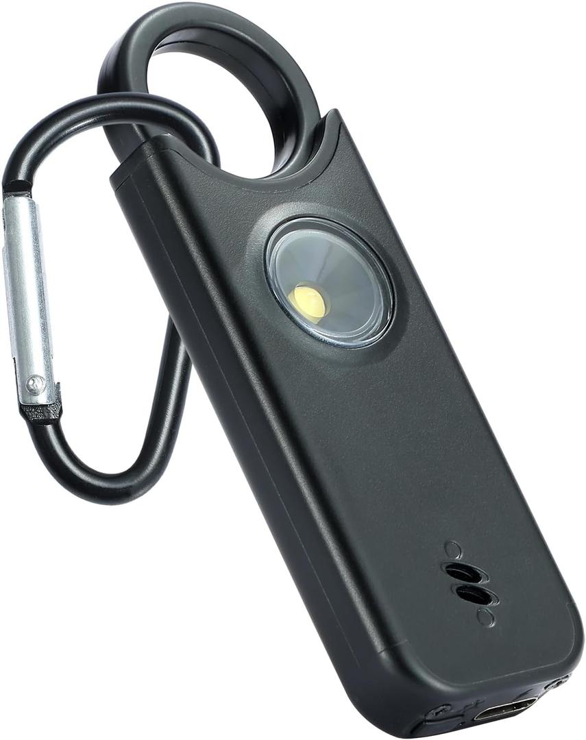 Personal Safety Alarm - 135dB Ultra Loud Siren with LED Strobe Light, USB-C Rechargeable, Compact Keychain Alarm for Women/Men, Emergency Flashlight & Vibration Alert(Black)
