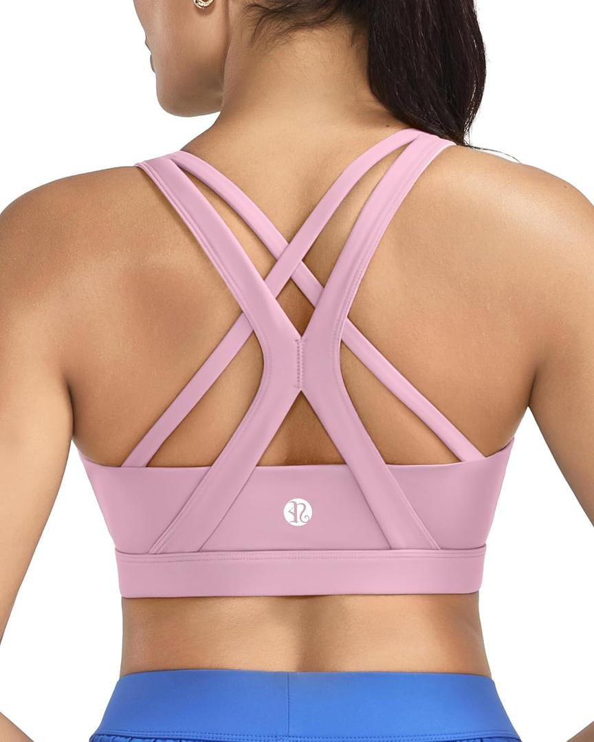 RUNNING GIRL Sports Bras for Women,Seamless Strappy Sports Bra High Support Crisscross Back with Removable Pads (L)