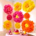 Alecono 9 Pcs Giant Paper Flowers Decorations for Wall (24", 20", 14") | Extra Large Handcrafted Crepe Floral Decor for Mexican Fiesta Wedding Backdrop Bridal Shower Birthday Party