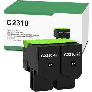 C2325 C2310 Black Toner Cartridge Compatible for Lexmark C2310K0 for C2325 C2425 C2535 C2325dw C2425dw C2535dw MC2325adw MC2425adw MC2535adwe MC2640adwe Printer, 2 Pack