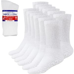 Debra Weitzner 6Pk Non-Binding Loose Fit Sock - Non-Slip Diabetic Socks for Men and Women - Crew, Ankle (13-15)