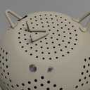 Metal Colander 5 Quart Powder Coated Self-draining Metal Strainer with Base,Kitchen Pasta Fruit Vegetable Basket with Double Handles (Sand Yellow)