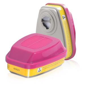 Respirator Cartridge, 60923 Particulate Filter, for Half and Full Face Pieces 6000, 7000 and FF-400 Series, Effective Filtering Organic Vapors, Acid Gases and Particulates, 1 Pair