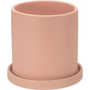PATIKIL 5 Inch Ceramic Plant Pots, Modern Flower Planters with Drainage Holes and Tray for Decorate Home Indoor Plants Succulent Herb, Pink