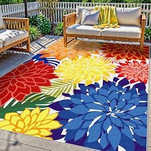 Colorful 3x5 Washable Rug for Living Room Tropical Botanical Modern Floral Chenille Area Rugs Low Pile Non Slip Carpet for Patio, Bedroom, Laundry, Rainbow