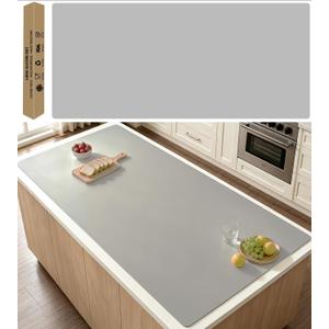 84''x24''(210cmx60cm) Large Silicone Mat for Kitchen Counter, Non-Slip Heat Resistant Countertop Protector, Waterproof Multipurpose Mat for Kitchen Island, Light Gray