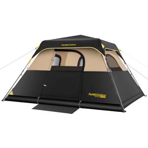 FanttikOutdoor Zeta C6 Pro Camping Tent 6 Person Instant Cabin Tent Setup in 60 Seconds with Rainfly & Windproof Portable with Carry Bag for Family Camping & Hiking,  Khaki, 10' x 9' x 66''