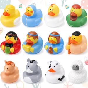 DEEKIN 12 Pcs Religious Rubber Ducks 2 Inches Jesus Ducks with 1 Gift Box Party Favors Suitable for Easter Bags Suffers