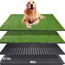 Dog Grass Pad with Tray,40''X27.5''Large Artificial Turf Grass Potty,XL Reusable 3-Layer Dogs Pee Potty Grass Pads, Easy to Clean Portable Dog Litter Box for Indoor/Outdoor Potty Training Toilet