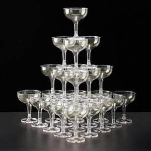 30 Pack Plastic Champagne Glasses 5 oz Champagne Coupe Unbreakable Plastic Cocktail Glasses Acrylic Martini Glasses Champagne Tower for Wedding Birthday Party Bar (Gold Glitter)