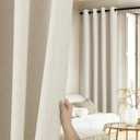 NICETOWN Natural 100% Blackout Linen Curtains 84 inch Long Burg for Living Room, 2 Panels, 52" Wide, Farmhouse Thick Completely Blackout Window Treatment Thermal Insulated Warm Drapes for Winter