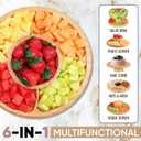 CHEF'S UNIQUE 6-in-1 Bamboo Cake Stand with Dome Multifunctional Serving Platter, Punch Bowl, Salad Bowl, Chip & Dip Tray, Dessert Display with Clear Acrylic Cover